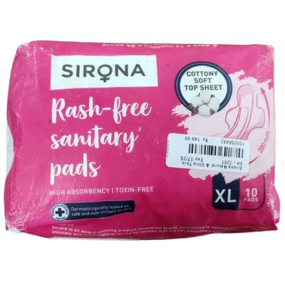 Sirona Cottony Soft Rash Free Sanitary Pads for Women (XL) 10's - Sanitary Napkins