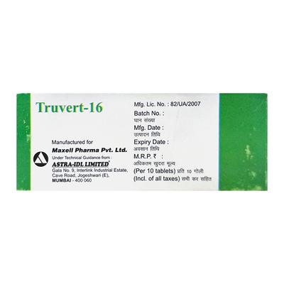 TRUVERT 16mg Tablet 10's - Vertigo-Ant