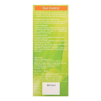 Garnier Skin Natural Sun Control SPF 6 UV Protection Daily Moisturiser 50 ml - Lotions & Creams