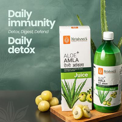 Krishna's Herbal & Ayurveda Aloe+Amla Juice 1000 ml - Ayurvedic Juices