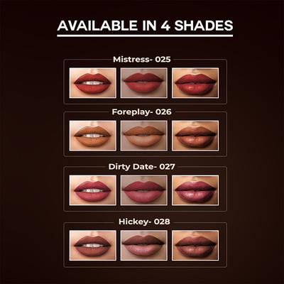 Colorbar X Jacqueline Sinful Matte Lipcolor Dirty Date 027 3.5gm - Liquid Lipsticks