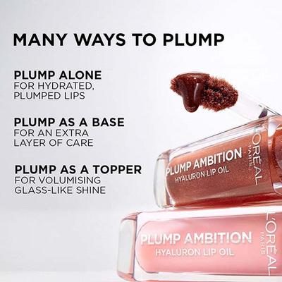 L'Oreal Paris Plump Ambition Hyaluron Lip Oil- 650 Nude Macaron- Plumping Lip Oil 5 ml - Liquid Lipsticks
