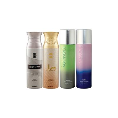 Ajmal 1 Silver Shade Homme, 1 Wisal, 1 Nightingale And 1 Persuade Deodorants Pack of 4 200 ml - Deodorants/Roll-Ons