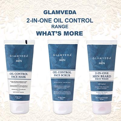 Glamveda Men 2 In 1 Oil Control Face & Beard WashFor Anti Acne & Pore Care 100 ml - Face Wash & Cleansers