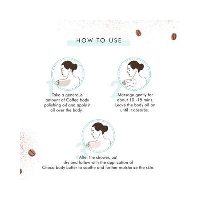 mCaffeine Pre & Post Shower Moisturization Routine Coffee Body Massage Oil & Choco Body Butter 350 gm - Body Butter