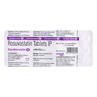 CARDIOROSTIN 20 Tablet 10's - High Cholesterol-Dys