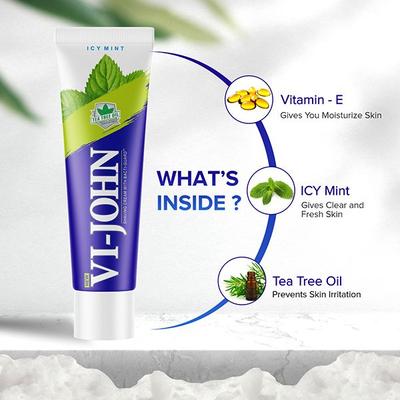 VI-John Shaving Cream Icy Mint with Tea Tree Oil and Bacti-Guard for All Skin Types 125 gm - Shaving Creams