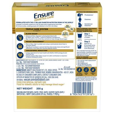 Ensure Diabetes Care Powder - Vanilla Flavour 200 gm (Refill Pack) - Diabetes (Fitness)