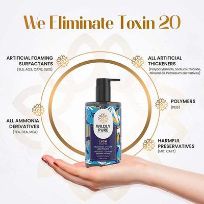 Wildly Pure Lush Volumizing Shampoo Fuller Bouncy Hair Plant Keratin Pro Vitamin B5 and E Toxin 20 300 ml - Shampoos