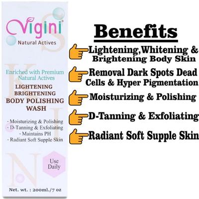 Vigini Lightening Exfoliating Tan Removal Body Polishing Wash 200 ml - Body Butter