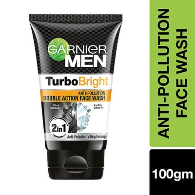 Garnier Men Turbo Bright Anti-Pollution Double Action Facewash 100 gm - Face Wash & Cleansers