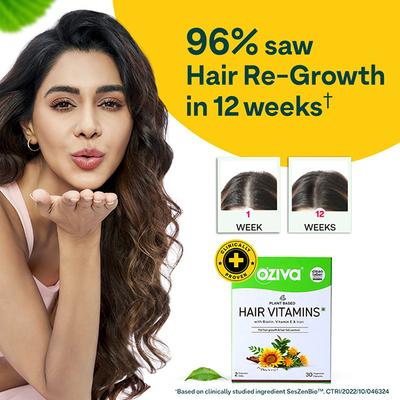 OZiva Hair Vitamins (DHT Blocker & Omega 3), Vegetarian Tablets for Hair Fall Control (30 Capsules) 1's - Multi-Vitamins