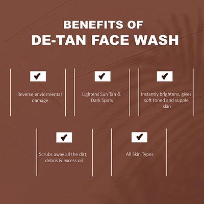 Glamveda Men De Tan Face Wash With Natural Scrubbing BeadsFor Brightens Skin & Glow Booster 100 gm - Face Wash & Cleansers