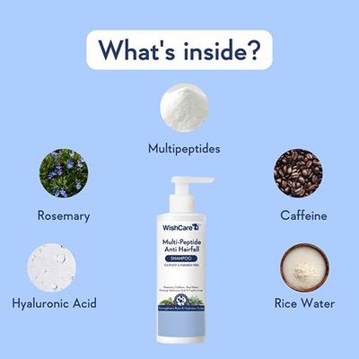 Wishcare Multi Peptide Rice Water Anti Hairfall Shampoo - Rosemary, Capilia Longa, HA and Caffeine 250 ml - Shampoos