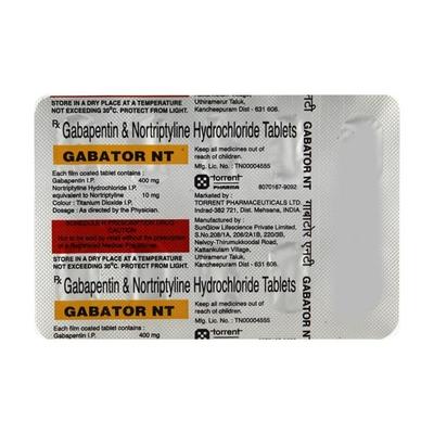 Gabator NT 400/10mg Tablet 10'S - Neuropathic Pain-Dru