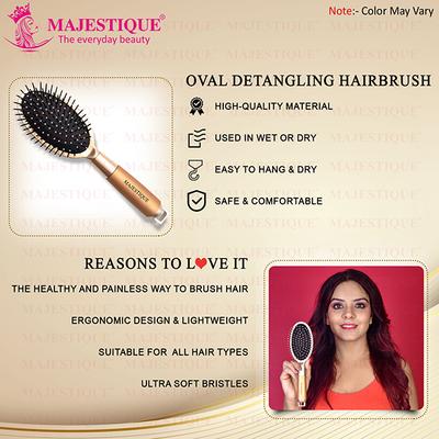 Majestique Golden Oval Cushion Detangling Brush, Friendly Detangling Brush Ultra-Soft Tipped Nylon 1's - Straighteners