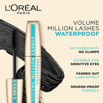 L'Oreal Paris Volume Million Lashes Mascara, Waterproof, Black 9.4ml - Mascaras