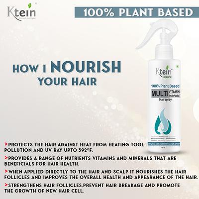 Ktein Natural 100% Plant Based Multi Vitamin Purpose with Deep Nourishment Hairspray for Hair Heat Protection Frizz Free Hair 160 ml - Hair Sprays & Mists