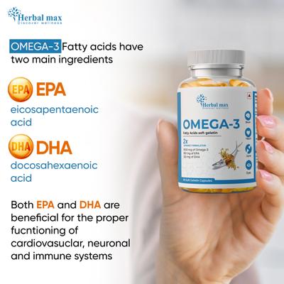 Herbal Max Omega 3 Soft Gelatin Capsule 60's - Omega Fish Oil Fatty Acids