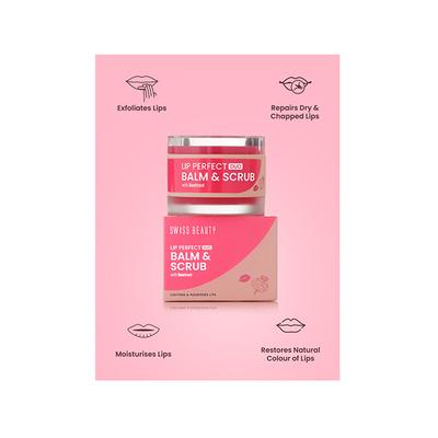 Swiss Beauty Lip Perfect Duo Balm and Scrub with Coffee Extract, Shade- Beetroot, 3.5gm+3.5gm 1's - Lip Balms