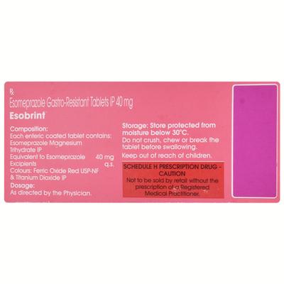 ESOBRINT 40 Tablet 10's - Ulcer/Reflux/Flatulence-Aaa