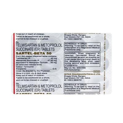 Sartel Beta 50 Tablet 15'S - Hypertension-Ana