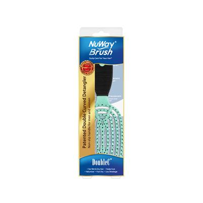 NuWay 4HAIR U.S. Patented Detangler Hair Brush for Men & Women - Mint Green - Detangling DoubleC 1s 1's - Hair Brushes
