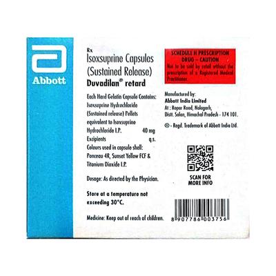 DUVADILAN RETARD 40mg Capsule 15's - Peripheral Vascular Disease