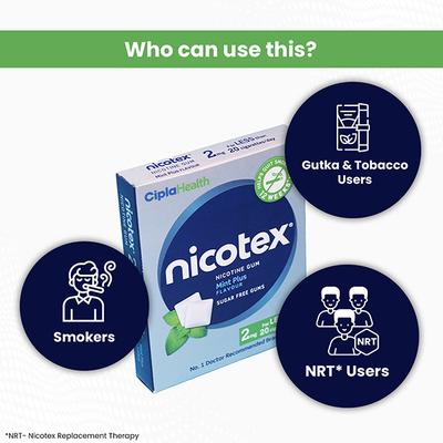 Nicotex 2mg Sugar Free Nicotine Gum - Mint Plus 12's - Nicotine Gums/Lozenges