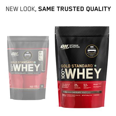 Optimum Nutrition (ON) 100% Whey Gold Standard Powder - Double Rich Chocolate 1 lb - Whey Proteins