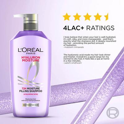 L'Oreal Paris Hyaluron Moisture 72H Moisture Filling Shampoo with Long lasting Hyaluronic Acid Dehydrated Hair 1000ml - Shampoos