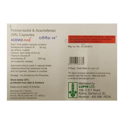 Acemizrab 200/20mg Capsule 10'S - Pain relief-Nsa
