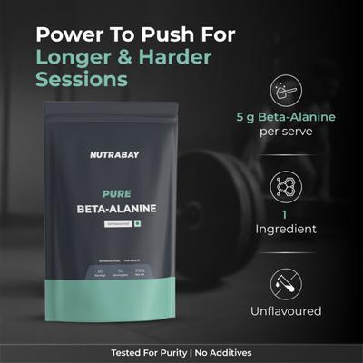 Nutrabay Pure Beta Alanine Amino Acid Powder - Unflavoured 250 gm - Amino Acids