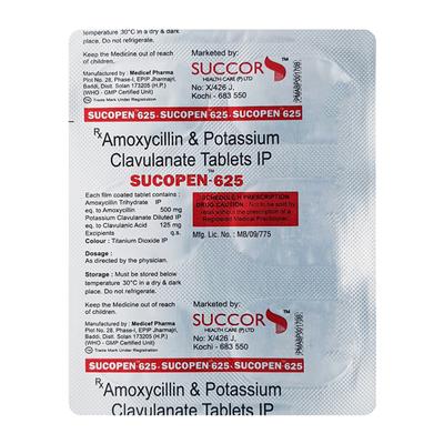 SUCOPEN 625mg Tablet 6's - Bacterial Infections-Pen