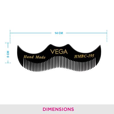 Vega Moustache Comb for Men, Pocket-Size Comb for Hair (VC2HMBC-195) 2's - Hair Combs
