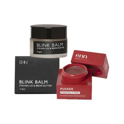 ENN Pucker Lip Hydrating Moisturising Tinted lip Mask with Blink Balm Eyelash & Brow Butter Combo kits 22gm - Facial Kits