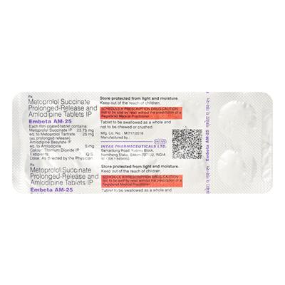 Embeta AM 25mg Tablet 10'S - Hypertension-Bet
