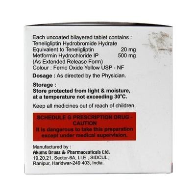 Teneliglip M 20/500mg Tablet 10'S - Diabetes-Ant