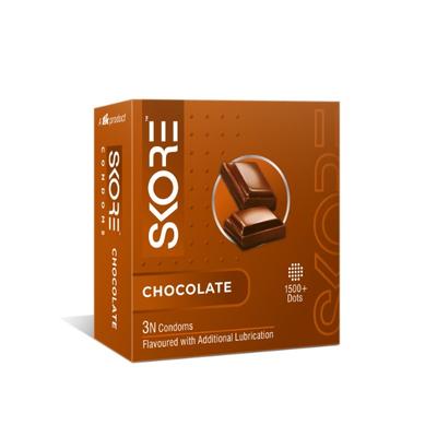 Skore 1500+ Raised Dots Condoms - Chocolate 3's - Plain/Flavoured Condoms