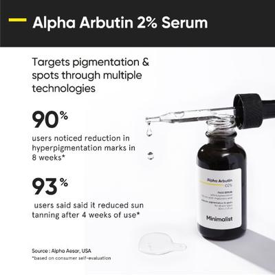 Minimalist Anti Pigmentation Kit with Alpha Lipoic + Glycolic 07% Cleanser, Alpha Arbutin 02% Serum and sunscreen SPF 50 180 gm - Body Sunscreen