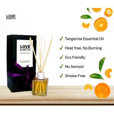 Love Earth Premium Mandarin Tangerine Reed Diffuser with Tangerine Essential Oil 30 ml - Air Fresheners