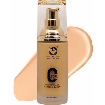 Matt Look Zero Pore Oil Control Full Coverage Matte Foundation, Beige 45 ml - Foundation
