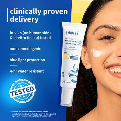 Plum 2% Niacinamide & Rice Water Hybrid Face Sunscreen With Spf 50 Pa+++ 50 gm - Face Sunscreen