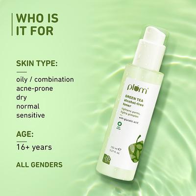 Plum Green Tea Alcohol-Free Face Toner for Oily, Acne-Prone Skin Glycolic Acid Fights Pimples 150 ml - Toners