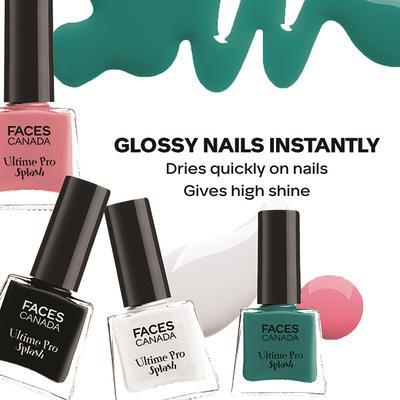 Faces Canada Ultime Pro Splash Mini Nail Enamel, Black Beauty + White O White + Bahama Breeze + Ignite, 20ml 1's - Nail Polish