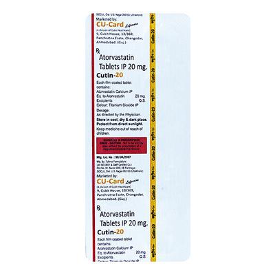CUTIN 20 Tablet 10's - High Cholesterol-Dys