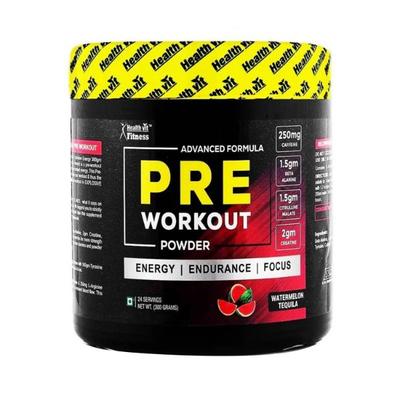 Healthvit Fitness Pre-Workout Explosive Energy Powder ( Watermelon Tequila Flavour ) 300 gm - General Health