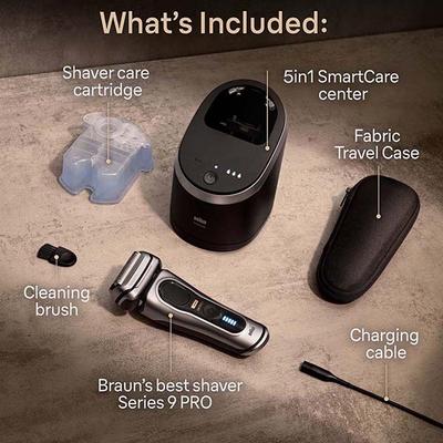 Braun Series 9 Pro 9467cc Wet and Dry shaver for Men, with 5-in-1 SmartCare Center and Leather Travel Case, for Comfort and Close Shave 1300 gm - Grooming Kits