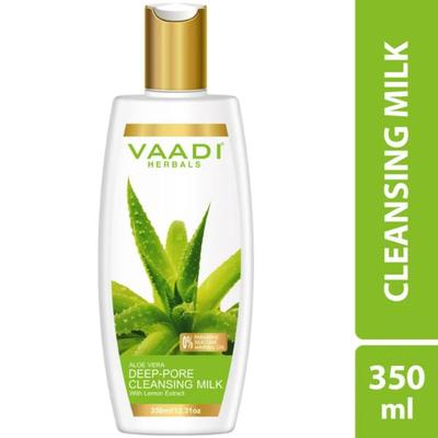 Vaadi Herbals Deep-Pore Cleansing Milk - Aloe Vera with Lemon Extract 350ml - Face Wash & Cleansers