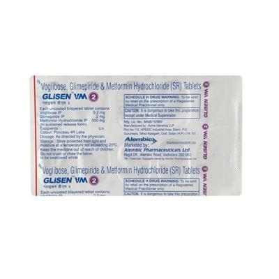 Glisen VM 2mg Tablet 10'S - Diabetes-Ant